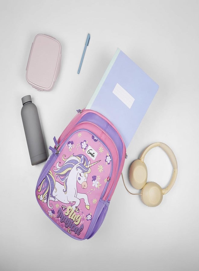 جيني حقيبة ظهر مدرسية للبنات من جيني توينكلكورن | 15 بوصة - 20 لترًا بثلاثة أقسام، خفيفة الوزن مع أكتاف مبطنة | مثالية للكتب، زجاجات المياه، الأدوات المكتبية، علبة الغداء، والأغراض الأساسية - وردي - Image 2